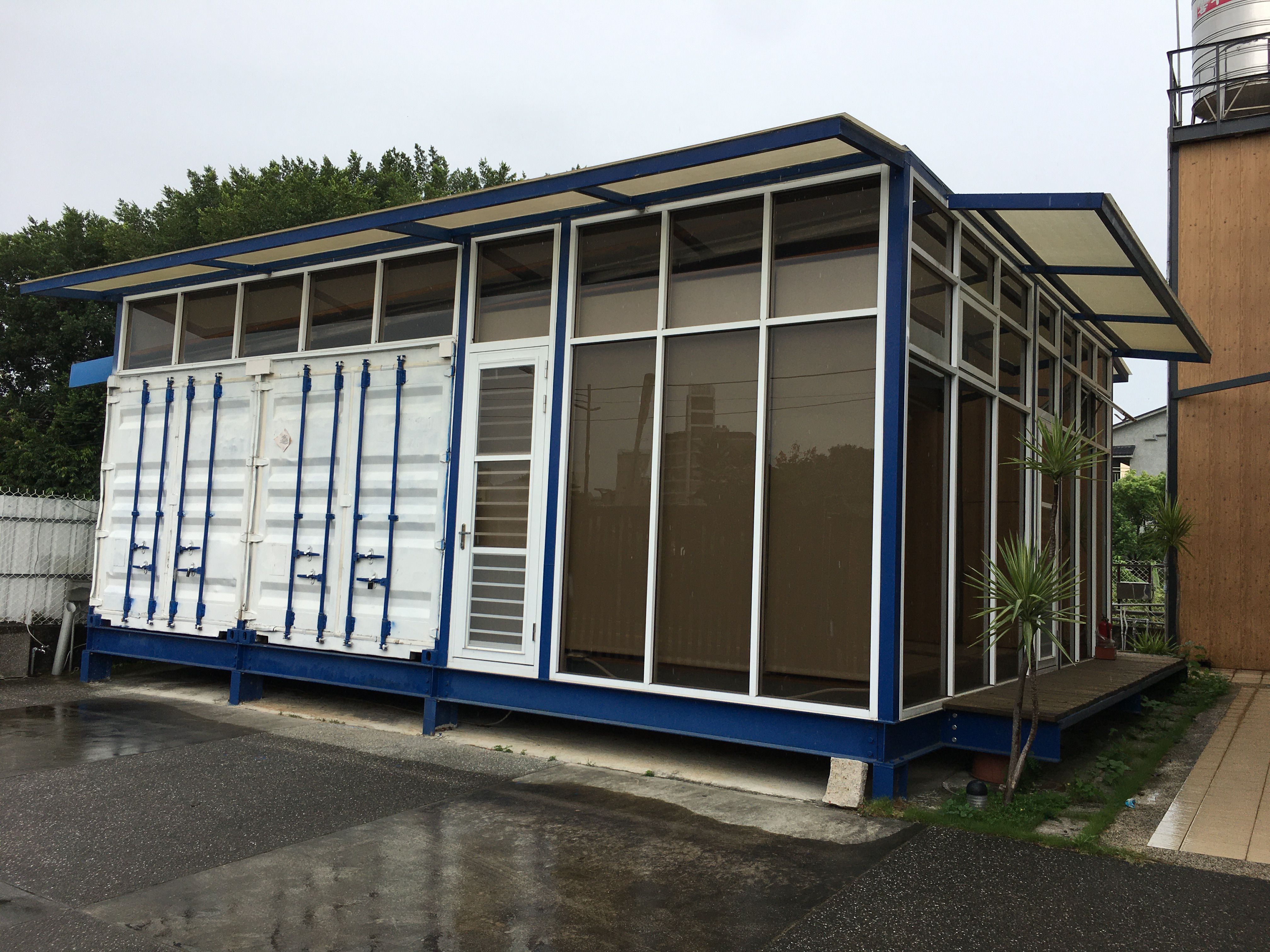 blue and white container box office